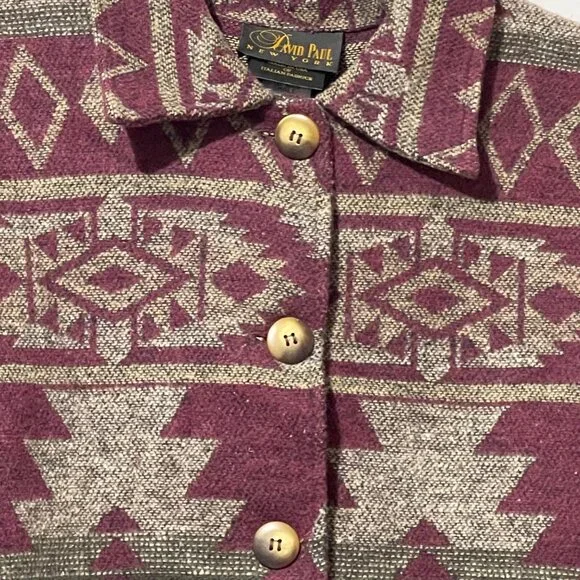 VTG David Paul New York Womens Small Tribal Print Button-Up Jacket Made In USA - Picture 2 of 6